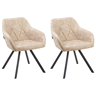 Beliani Conjunto de 2 cadeiras de jantar em tecido creme com braços encosto acolchoado e pernas de metal pretas estilo retro transacional