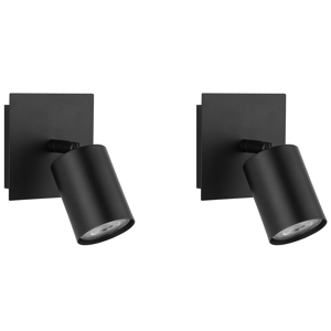 Conjunto de 2 candeeiros de parede ajustáveis de metal preto estilo moderno industrial