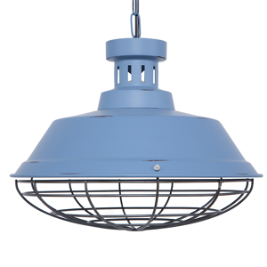 Candeeiro de teto suspenso em metal azul ø 36 x 83 cm proteção de lâmpada tipo cesto preto estilo industrial