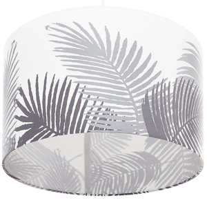 Candeeiro de teto suspenso com padrão de folhas em cinzento e branco com 1 luz