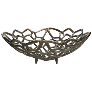 Beliani Fruteira decorativa em metal prateado redonda taça de destaque design aberto