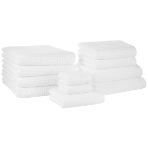 Conjunto de 11 toalhas de banho e tapete de banho de algodão branco zero twist
