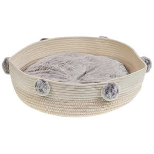 Beliani Cama para animal de estimação em algodão e poliéster com enchimento fofo ø 44 cm para cães e gatos em forma redonda com alças