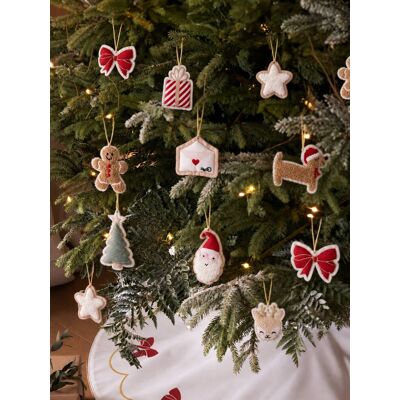 VERTBAUDET Lote de 10 decorações de árvore de natal em feltro vermelho VERTBAUDET Lote de 10 decorações de árvore de natal em feltro vermelho