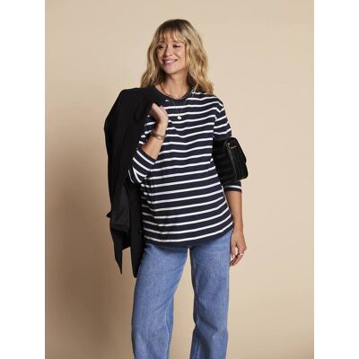 Camisola à marinheiro para gravidez e amamentação ENVIE DE FRAISE personalizável. marinho Camisola à marinheiro para gravidez e amamentação ENVIE DE FRAISE personalizável. marinho
