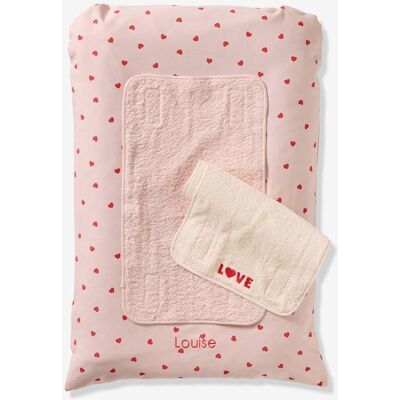 VERTBAUDET Colchão muda-fraldas + 2 tapetes de muda personalizáveis MON COEUR estampado rosa VERTBAUDET Colchão muda-fraldas + 2 tapetes de muda personalizáveis MON COEUR estampado rosa