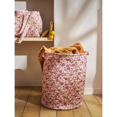 VERTBAUDET Cesto acolchoado estampado às flores rosa VERTBAUDET Cesto acolchoado estampado às flores rosa