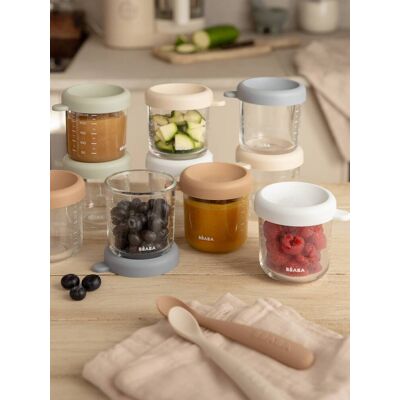 Conjunto de 6 frascos, em vidro, 250 ml, BEABA lote beige Conjunto de 6 frascos, em vidro, 250 ml, BEABA lote beige