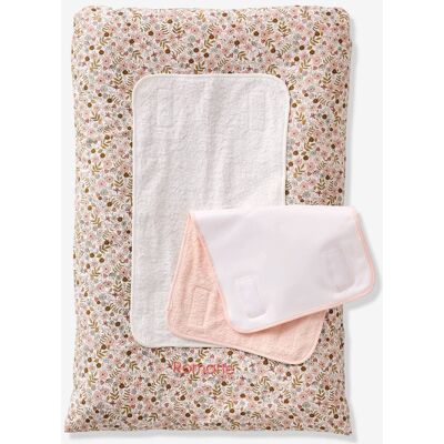 VERTBAUDET Colchão de muda fraldas + 2 muda fraldas personalizáveis FLORA branco estampado VERTBAUDET Colchão de muda fraldas + 2 muda fraldas personalizáveis FLORA branco estampado
