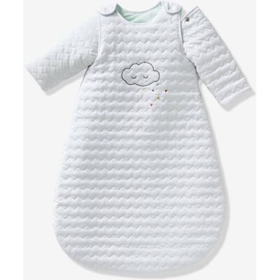 VERTBAUDET Saco de bebé acolchoado com mangas amovíveis, coleção Bio, tema Nuvem e triângulos branco claro liso VERTBAUDET Saco de bebé acolchoado com mangas amovíveis, coleção Bio, tema Nuvem e triângulos branco claro liso
