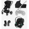 Carrinho de bebé trio CYBEX Balios S Lux 3-in-1 preto escuro liso