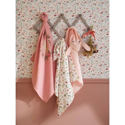 VERTBAUDET Lote de 3 fraldas em gaze de algodão Lapin enchanté lote rosa VERTBAUDET Lote de 3 fraldas em gaze de algodão Lapin enchanté lote rosa