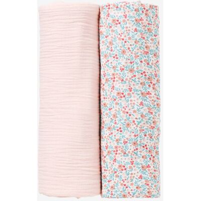 VERTBAUDET Lote de 2 fraldas Swaddle rosa claro liso VERTBAUDET Lote de 2 fraldas Swaddle rosa claro liso