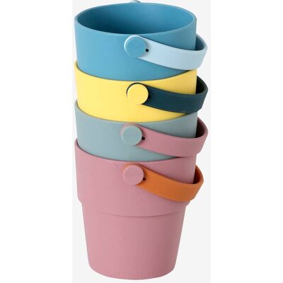 VERTBAUDET Lote de 4 baldes de brincar coloridos, em silicone multicolor VERTBAUDET Lote de 4 baldes de brincar coloridos, em silicone multicolor
