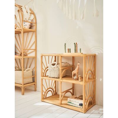 VERTBAUDET Móvel de 4 compartimentos, em rattan, tema Sol madeira VERTBAUDET Móvel de 4 compartimentos, em rattan, tema Sol madeira