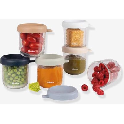 Conjunto de 6 frascos, em vidro, 250 ml, BEABA lote beige Conjunto de 6 frascos, em vidro, 250 ml, BEABA lote beige