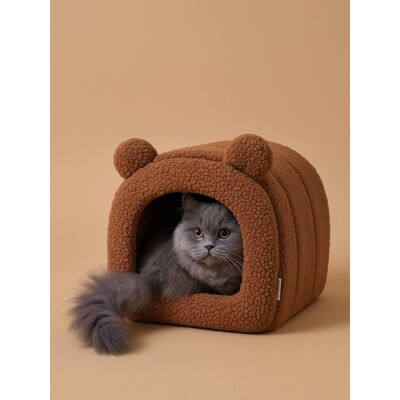 VERTBAUDET Cesto fechado em sherpa Family, para gato camelo VERTBAUDET Cesto fechado em sherpa Family, para gato camelo