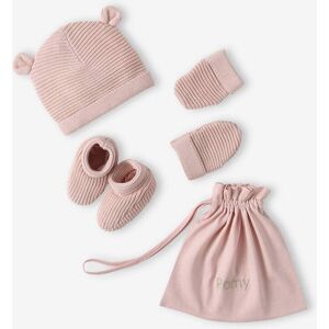 VERTBAUDET Conjunto gorro, luvas e sapatinhos, bolsa a condizer, para recém-nascido rosado VERTBAUDET Conjunto gorro, luvas e sapatinhos, bolsa a condizer, para recém-nascido rosado