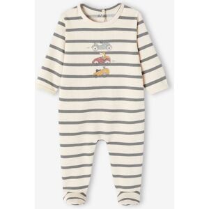 VERTBAUDET Pijama às riscas, com carros, para bebé menino cru VERTBAUDET Pijama às riscas, com carros, para bebé menino cru