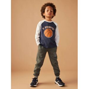 VERTBAUDET Camisola com bola em relevo, mangas raglan a contrastar, para menino azul-noite VERTBAUDET Camisola com bola em relevo, mangas raglan a contrastar, para menino azul-noite