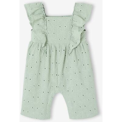 VERTBAUDET Macacão comprido para bebé menina verde-salva VERTBAUDET Macacão comprido para bebé menina verde-salva