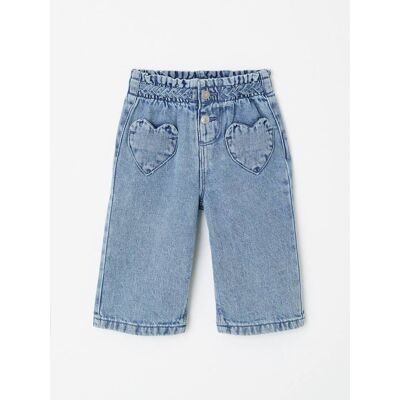 VERTBAUDET Calças de ganga com bolsos em forma de coração para bebé menina double stone VERTBAUDET Calças de ganga com bolsos em forma de coração para bebé menina double stone