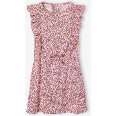 VERTBAUDET Vestido estampado com mangas bufantes para menina rosa-pálido VERTBAUDET Vestido estampado com mangas bufantes para menina rosa-pálido