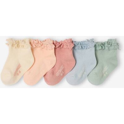 VERTBAUDET Lote de 5 pares de meias, para bebé menina rosa-blush VERTBAUDET Lote de 5 pares de meias, para bebé menina rosa-blush