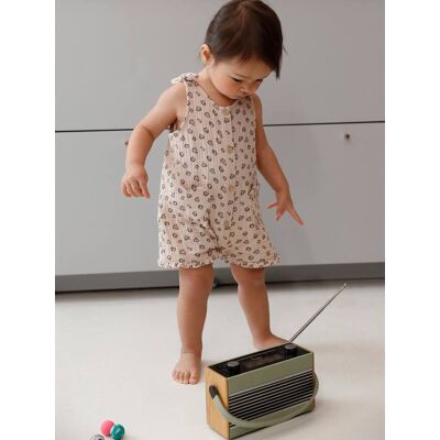 VERTBAUDET Macacão curto estampado para bebé menina bege VERTBAUDET Macacão curto estampado para bebé menina bege