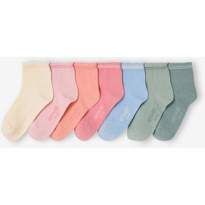 VERTBAUDET Lote de 7 pares de meias, para menina pau-rosa VERTBAUDET Lote de 7 pares de meias, para menina pau-rosa