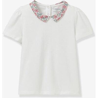 CYRILLUS T-shirt com gola elegante em algodão biológico rosa claro CYRILLUS T-shirt com gola elegante em algodão biológico rosa claro