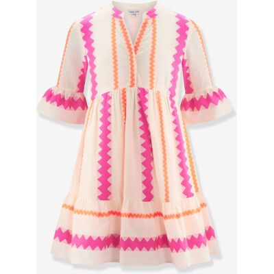 Vestido com orlas em ziguezague Happy Girls para menina multicolor Vestido com orlas em ziguezague Happy Girls para menina multicolor