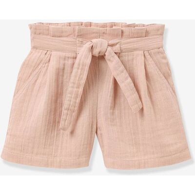 CYRILLUS Calções com cinto para menina rosa-pálido CYRILLUS Calções com cinto para menina rosa-pálido