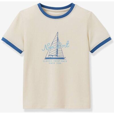 CYRILLUS T-shirt com gola em contraste para menino cru CYRILLUS T-shirt com gola em contraste para menino cru