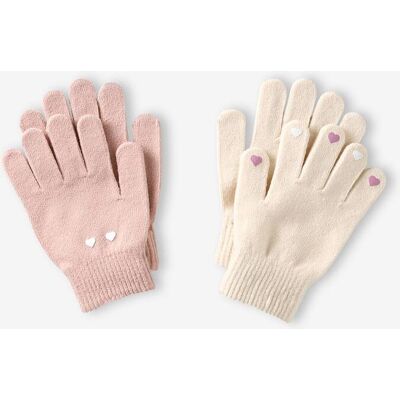 VERTBAUDET Lote de 2 pares de luvas mágicas, para menina bege mesclado VERTBAUDET Lote de 2 pares de luvas mágicas, para menina bege mesclado