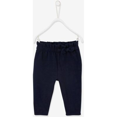 VERTBAUDET Calças em moletão, cós elástico, para bebé azul escuro liso VERTBAUDET Calças em moletão, cós elástico, para bebé azul escuro liso