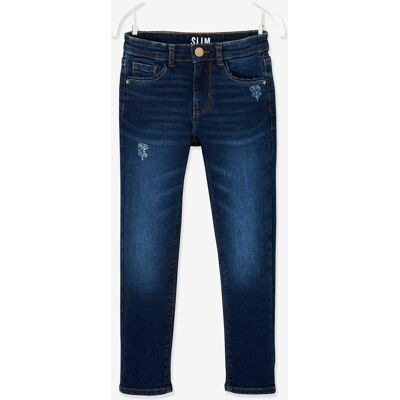 VERTBAUDET Jeans slim morfológicos "waterless", medida das ancas ESTREITA, para menina azul escuro liso VERTBAUDET Jeans slim morfológicos "waterless", medida das ancas ESTREITA, para menina azul escuro liso