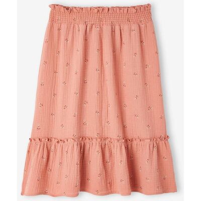VERTBAUDET Saia comprida, estampada às flores, em gaze de algodão, para menina rosa escuro estampado VERTBAUDET Saia comprida, estampada às flores, em gaze de algodão, para menina rosa escuro estampado
