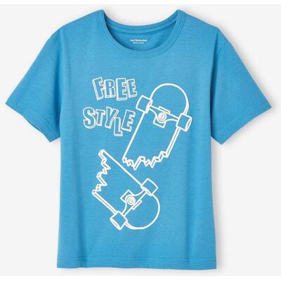 VERTBAUDET T-shirt maxi, motivo com detalhes em relevo, para menino azul-azure VERTBAUDET T-shirt maxi, motivo com detalhes em relevo, para menino azul-azure