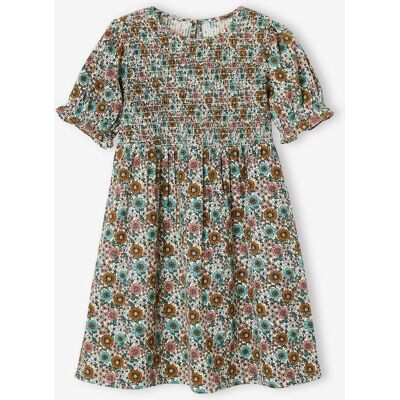 VERTBAUDET Vestido aos favos, para menina amarelo-pálido VERTBAUDET Vestido aos favos, para menina amarelo-pálido
