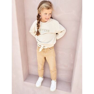 VERTBAUDET Calças "mom fit" e cinto tipo lenço, em gaze de algodão, para menina mostarda VERTBAUDET Calças "mom fit" e cinto tipo lenço, em gaze de algodão, para menina mostarda
