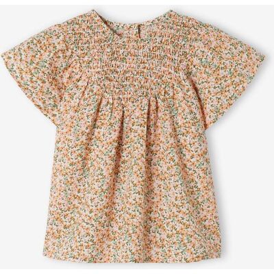 VERTBAUDET Blusa com favos sob a gola e mangas curtas, para bebé branco VERTBAUDET Blusa com favos sob a gola e mangas curtas, para bebé branco