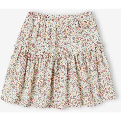VERTBAUDET Saia às flores, em gaze de algodão, para menina cru VERTBAUDET Saia às flores, em gaze de algodão, para menina cru