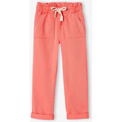 VERTBAUDET Calças fluidas estilo paperbag, para menina coral VERTBAUDET Calças fluidas estilo paperbag, para menina coral