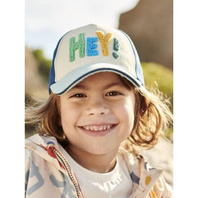 VERTBAUDET Boné HEY!, para menino azul VERTBAUDET Boné HEY!, para menino azul