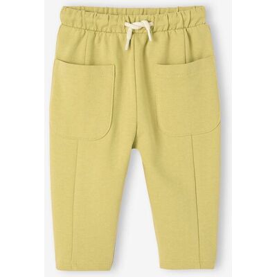 VERTBAUDET Calças em moletão, cós elástico, para bebé amarelo VERTBAUDET Calças em moletão, cós elástico, para bebé amarelo