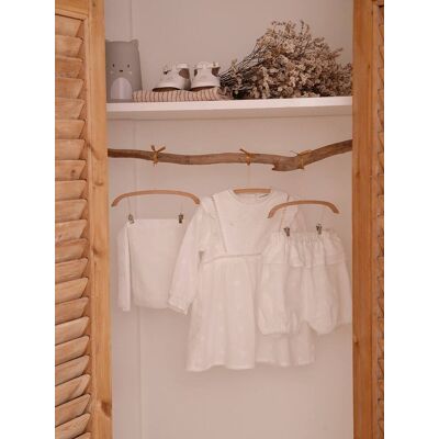 VERTBAUDET Conjunto especial cerimónia, vestido, calções e gorro, para bebé branco VERTBAUDET Conjunto especial cerimónia, vestido, calções e gorro, para bebé branco