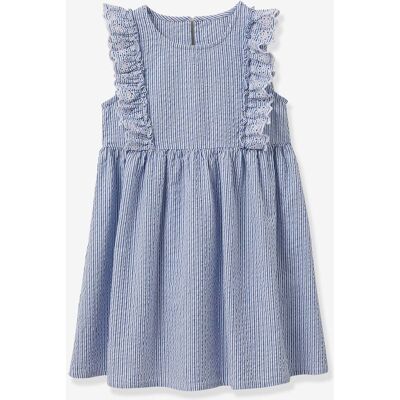 Vestido da CYRILLUS, em seersucker, para menina riscas azuis Vestido da CYRILLUS, em seersucker, para menina riscas azuis