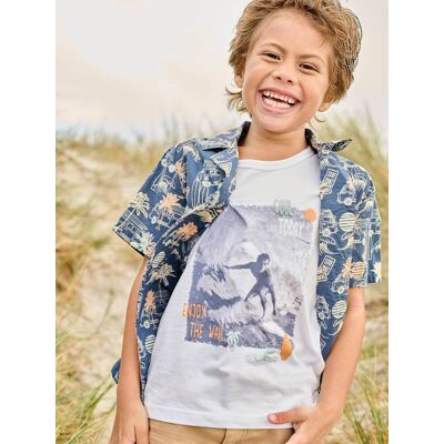 VERTBAUDET Camisola de cavas com impressão fotográfica surf, para menino branco VERTBAUDET Camisola de cavas com impressão fotográfica surf, para menino branco