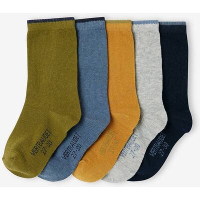 VERTBAUDET Lote de 5 pares de meias Basics, para menino azeitona VERTBAUDET Lote de 5 pares de meias Basics, para menino azeitona
